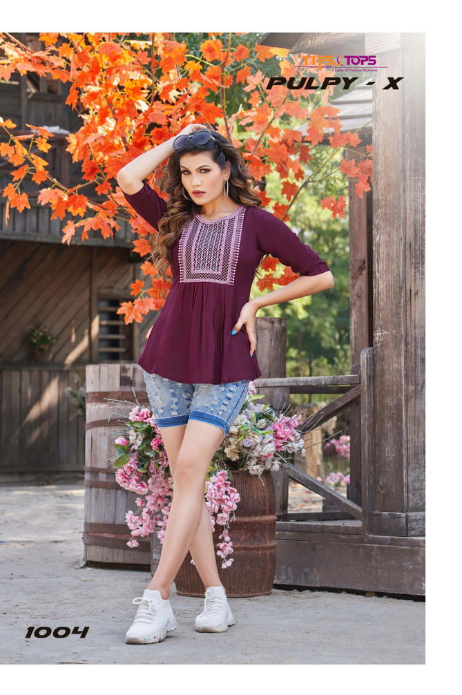 Tips And Tops Pulpy 10 Fancy Designer Wear Wholesale Ladies Top 